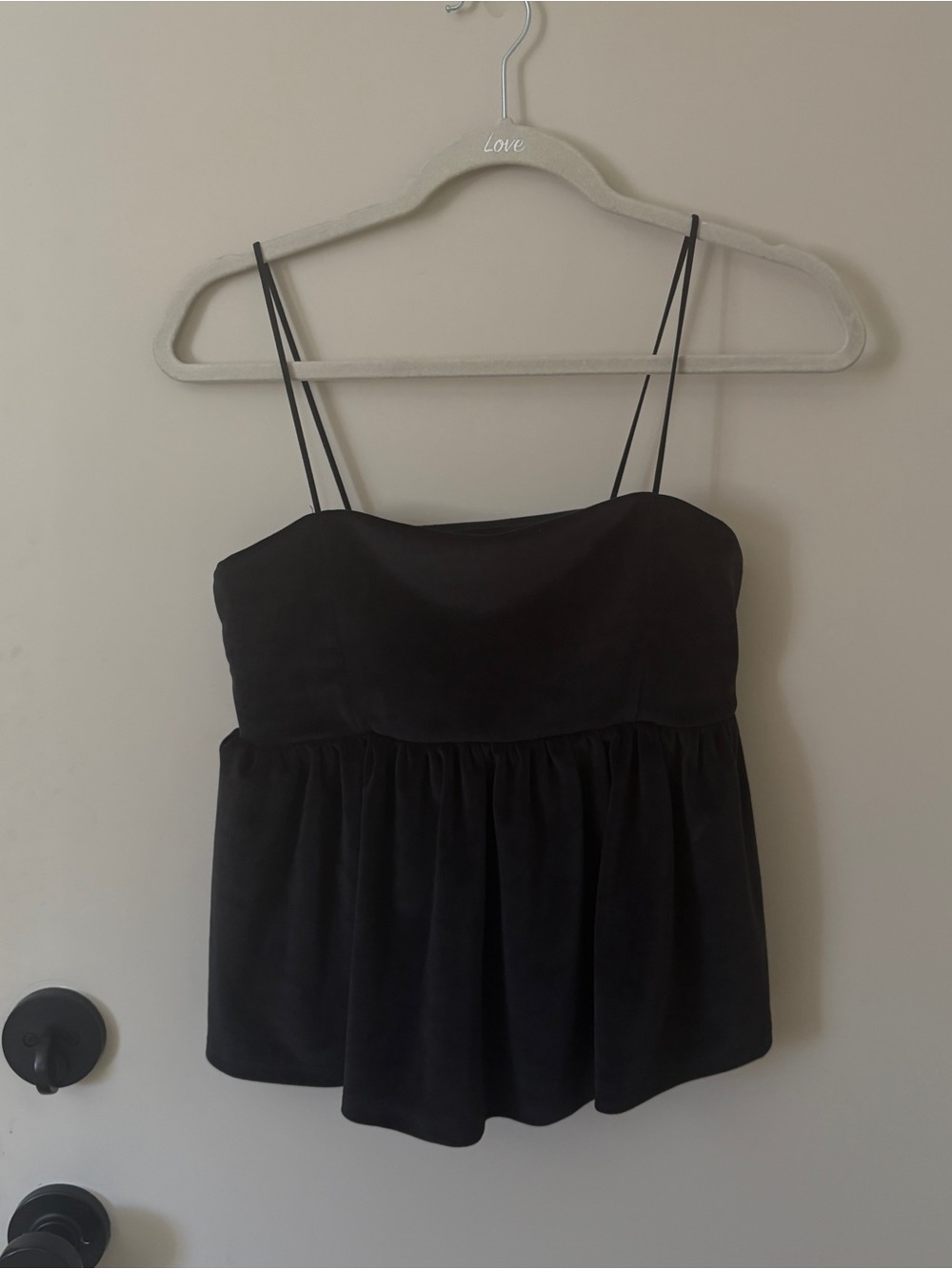 American Eagle Outfitters Black Double-Strap Peplum Camisole
